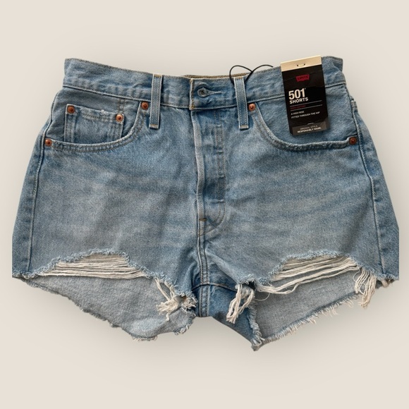 Levi’s | 501 High Rise Distressed Denim Shorts | Size 28 NWT - Picture 1 of 8